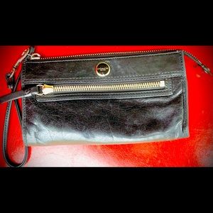 Coach black leather wristlet